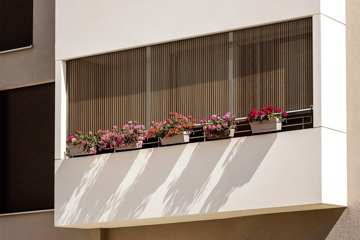 Coloray Buitenrolgordijn - Verticale houten strepen Windscherm Balkon - 120x180 cm - UV-Be