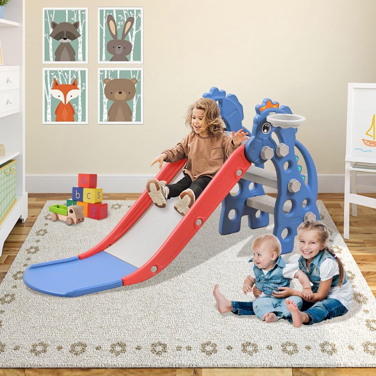DnA® Glijbaan Peuter - Glijbaan - Glijbaan Buiten - Blauw Rood - ‎135cm x 35cm x 67cm