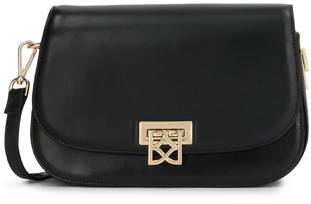 Small leather messenger bag with decorative clasp