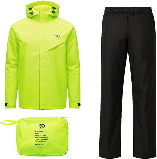 Infinity Goods Costume de Pluie Nikki - Femmes & Hommes - Taille M - Imperméable & Respirant - Réfléchissant - Jaune Fluo