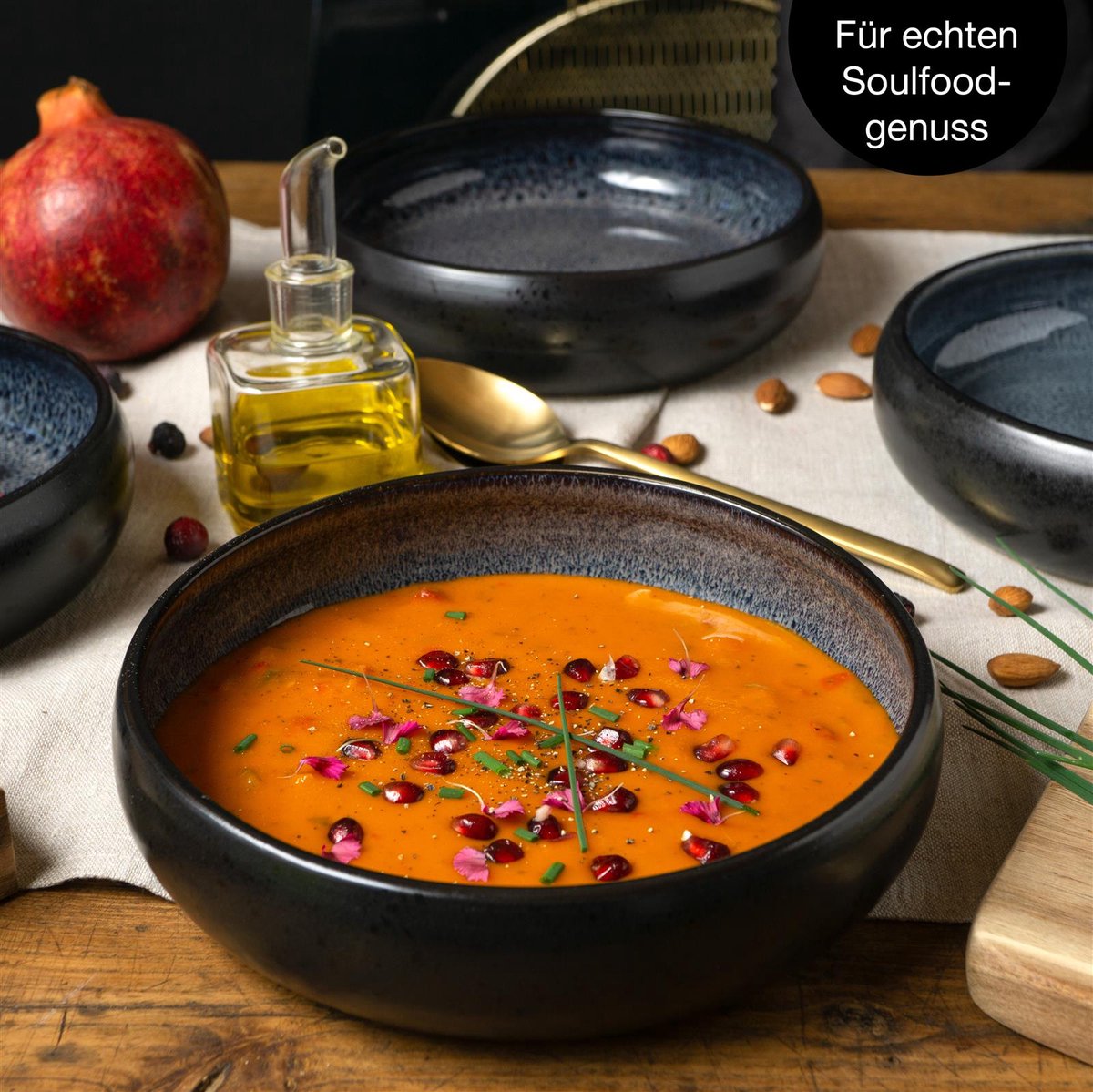 Moritz & Moritz SOLID 4-delige soepbordenset voor 4 personen Grijs