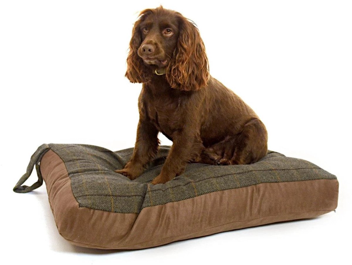 Hondenkussen Tweed Bruin - 98x72 - Suede onderkant - Tweedmill