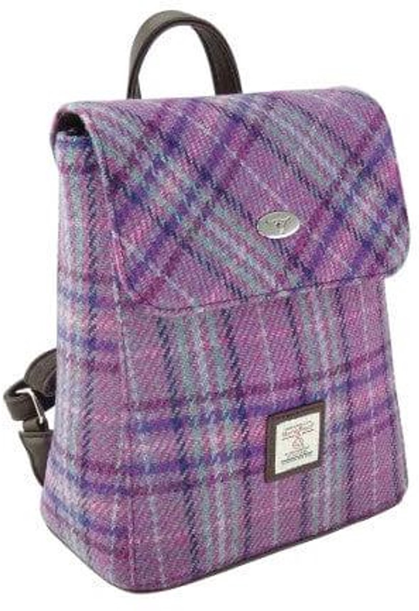 Rugzak Tummel Paars en mint Tartan - Mini - 26x21x12 - Harris Tweed - Glen Appin of Scotland