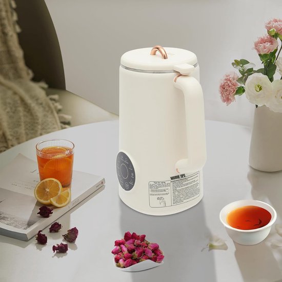 Aurixi® Sojamelk Maker - Milk Maker 600ml - Soepmaker 220V - Soupmaker - Melkmachine - 10 Krachtige Messen - met LED-Scherm - Magnetische Deksel - met Verwarmingsfunctie - Crèmewit - 15cm x 15cm x 29cm van Aurixi — afbeelding 5