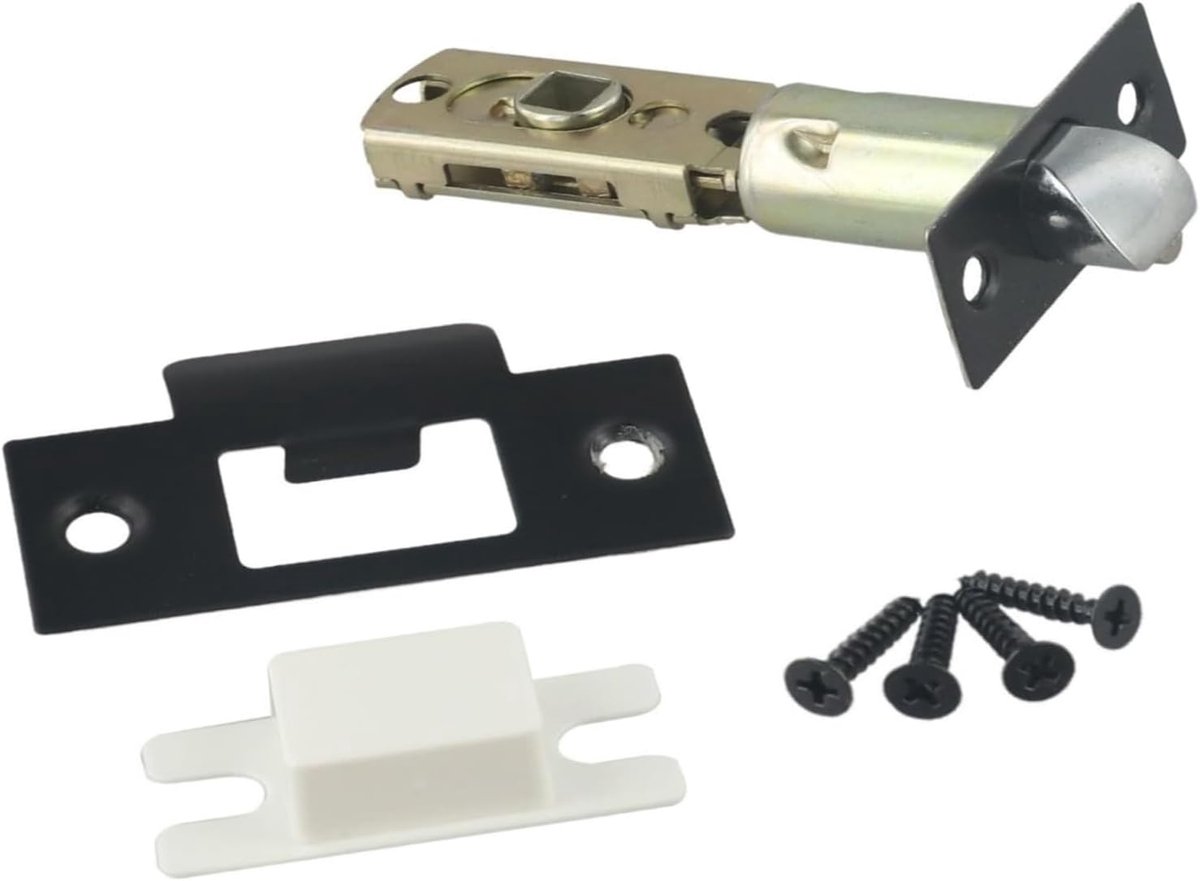 Sluitplaat Deur - Deurbeslag Sluiting - Binnendeuren Beveiligen - Verstelbaar 60/70mm - Compact Formaat - Zwart