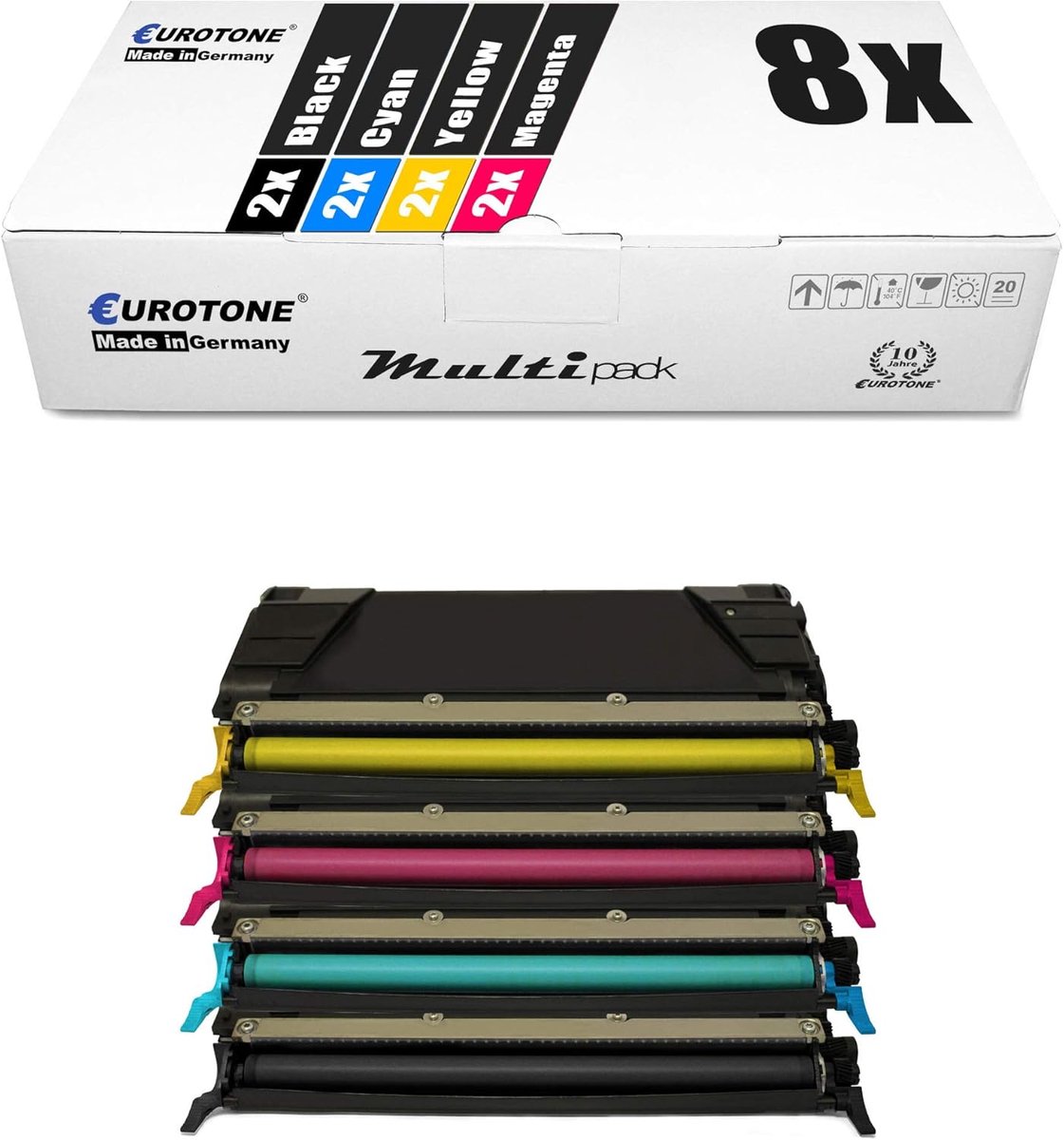 Tonercartridges Set - Printerinkt Navulling - Kleuren Printen - ISO 19798 Gecertificeerd - 8000 Pagina's Zwart - Zwart Cyaan Magenta Geel