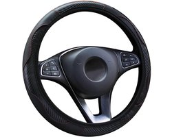 Stuurwielhoes Leer - Auto Interieur - Veiliger Rijden - Antislip Ademend - 37cm-38cm - Zwart