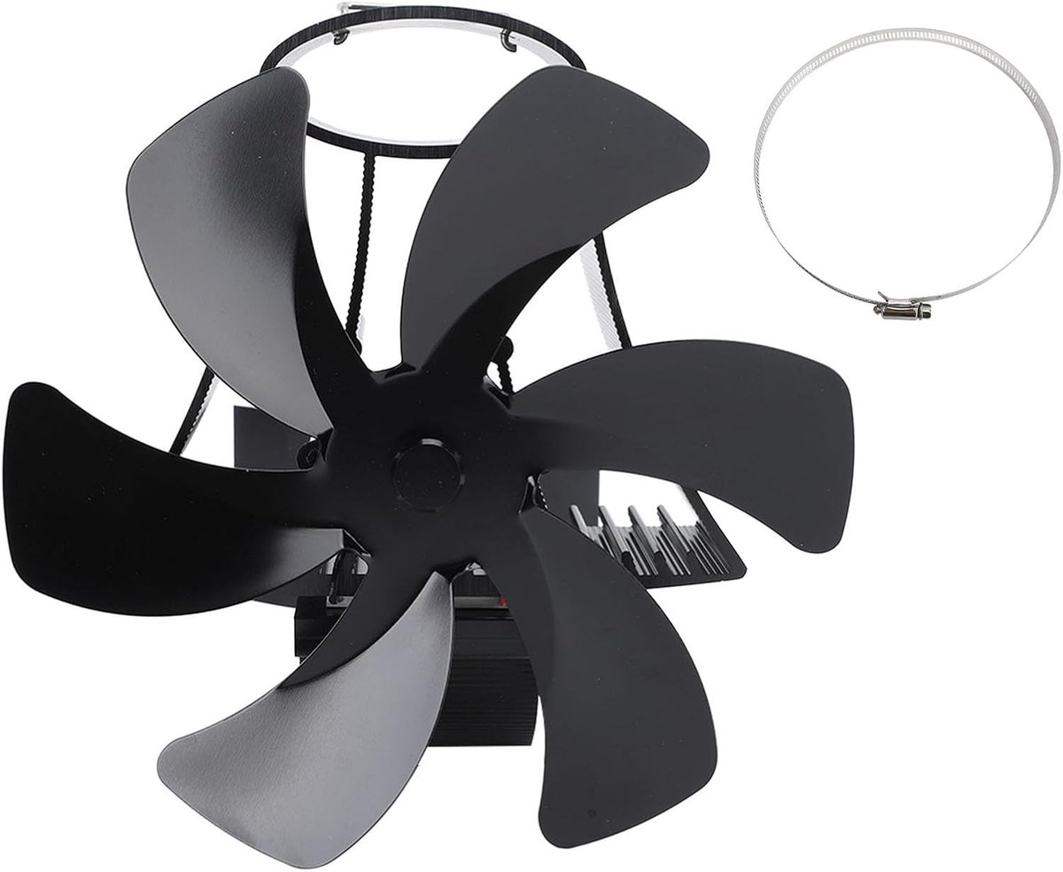Kachel Ventilator - Warmte Circulator - Efficiënte Warmte - Zelfaangedreven - Magnetische Montage - Zwart