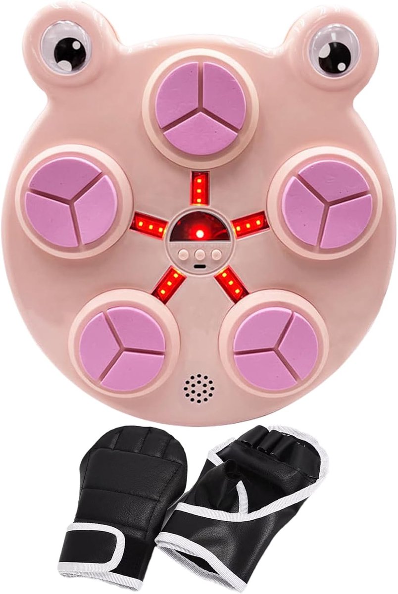 Wand Boksmachine - Muziek Trainingsapparaat - Reactiesnelheid Trainen - Draadloze Muziekverbinding - 332 x 302 x 6 cm - Roze