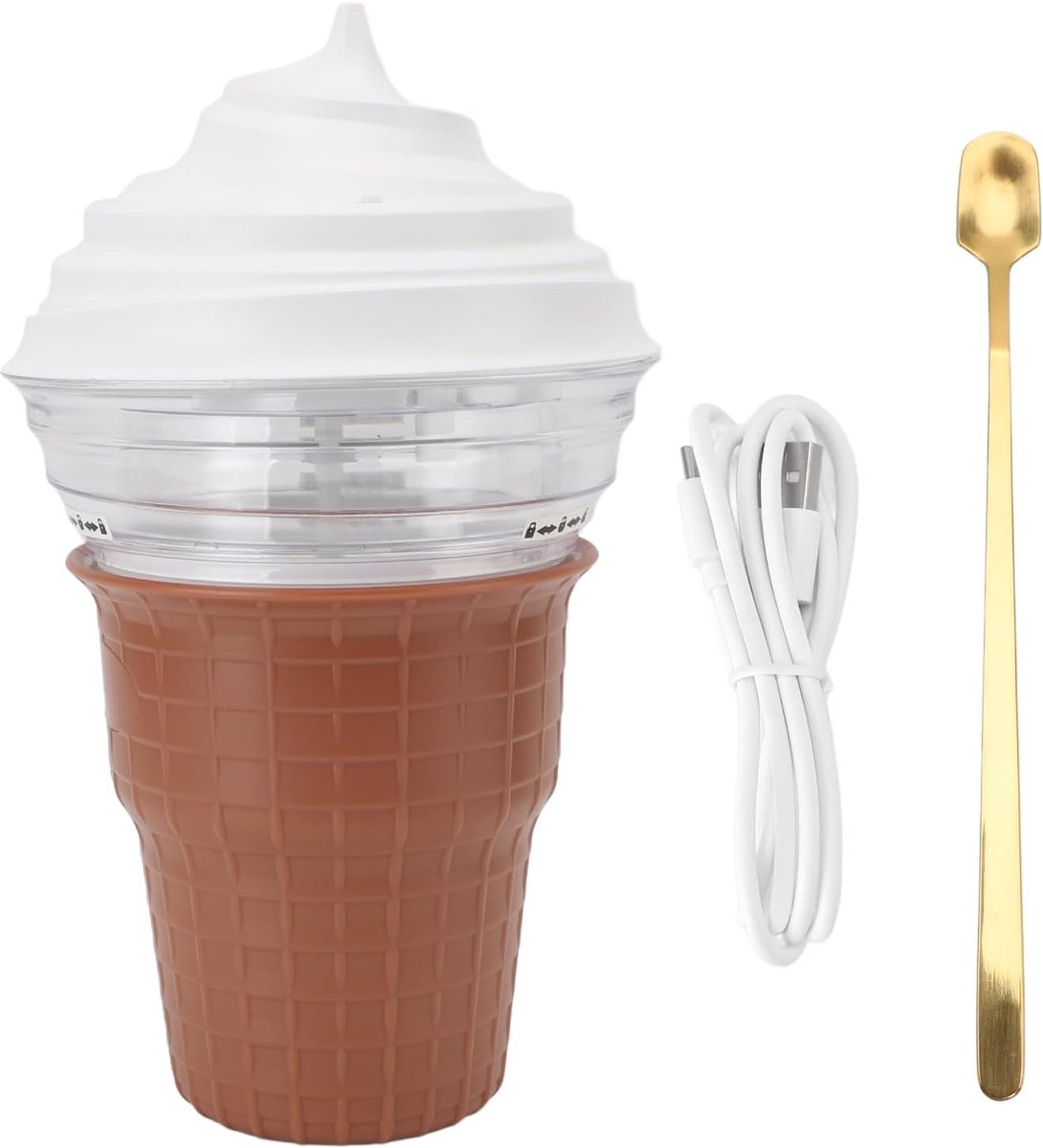 Elektrische Ijsmachine - Automatische Dessertmaker - Zelf IJs Maken - Inclusief Receptengids - Compact Formaat - Wit