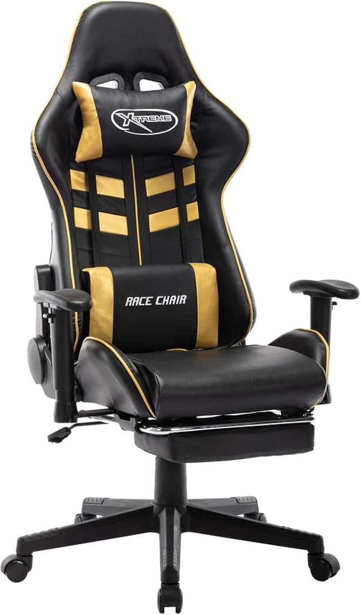 Ergonomische Gamingstoel met Voetensteun – Zwart en Goud