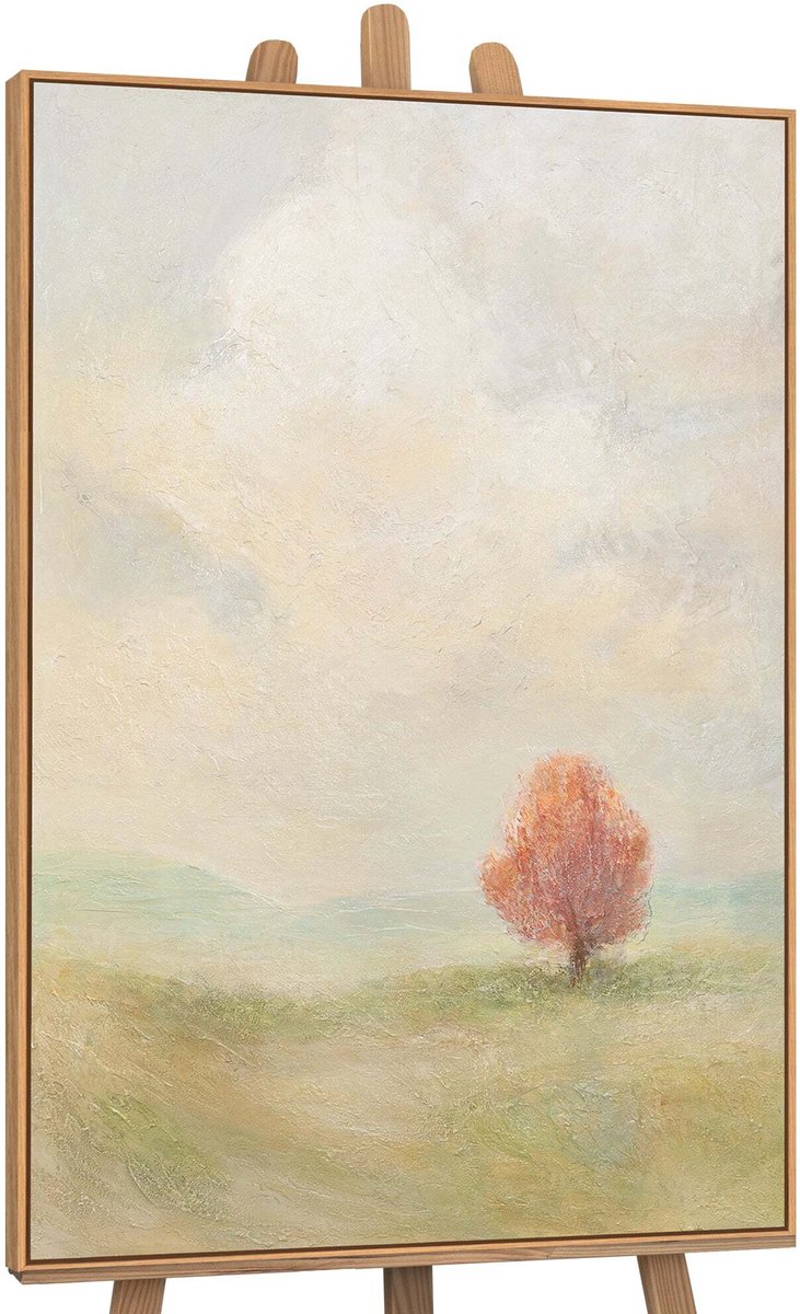 YS Canvas schilderij 140x100 cm handgeschilderd warm uitgestrekt – YS-Art Gallery – Lijst: Hout – Luxe wanddecoratie Wood