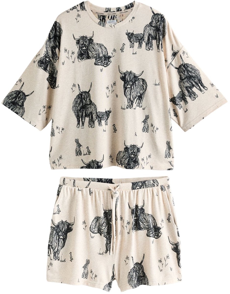 Next - Dames - Behaaglijke korte pyjamaset - Crème