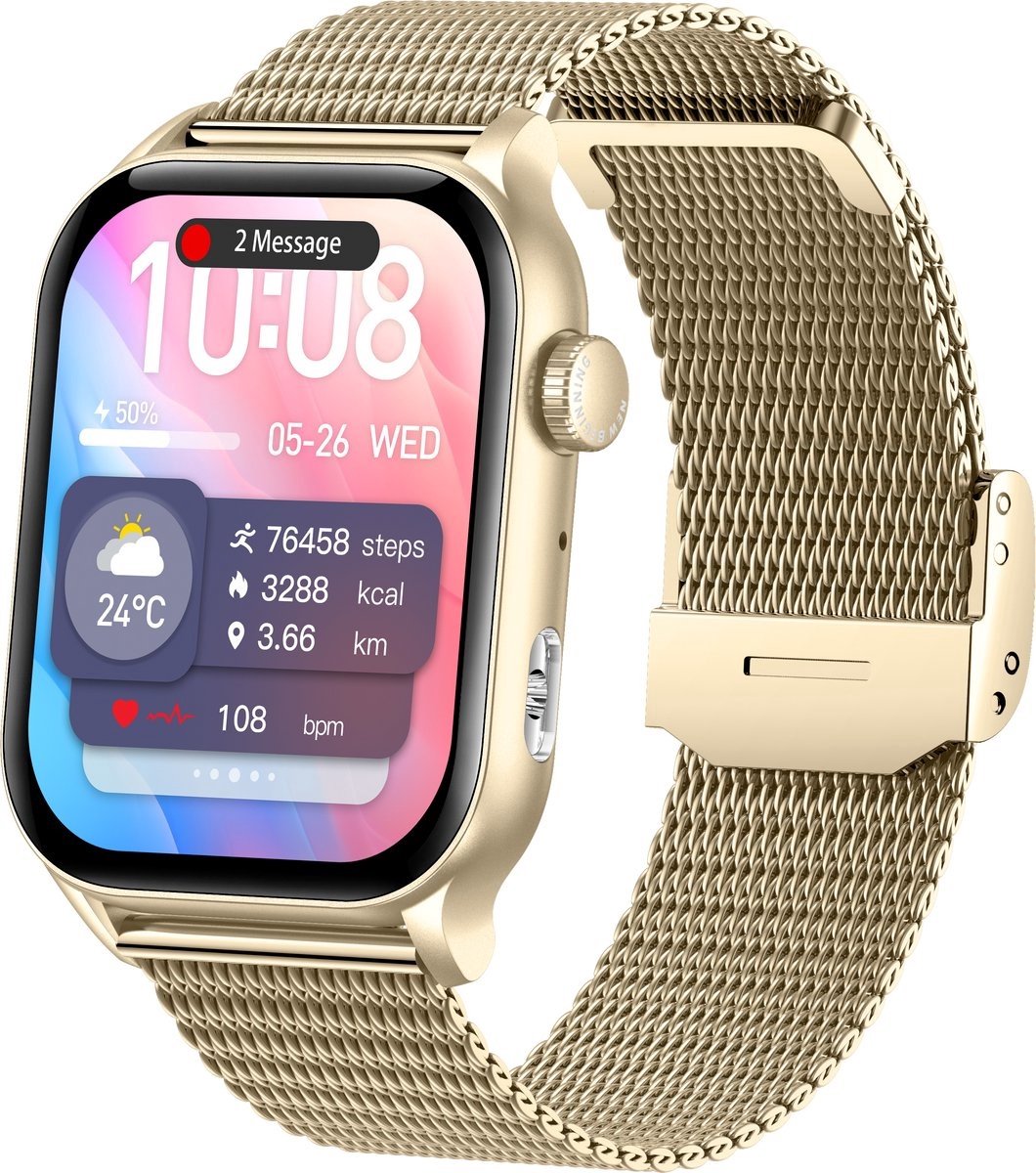 Parya Official gold smartwatch met stappenteller