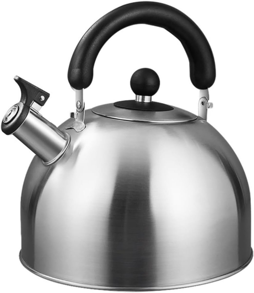 Fluitketel RVS - Theepot Waterkoker - Koken op Fornuis - Anti-hitte Handvat - 4.5 Liter - Zilver