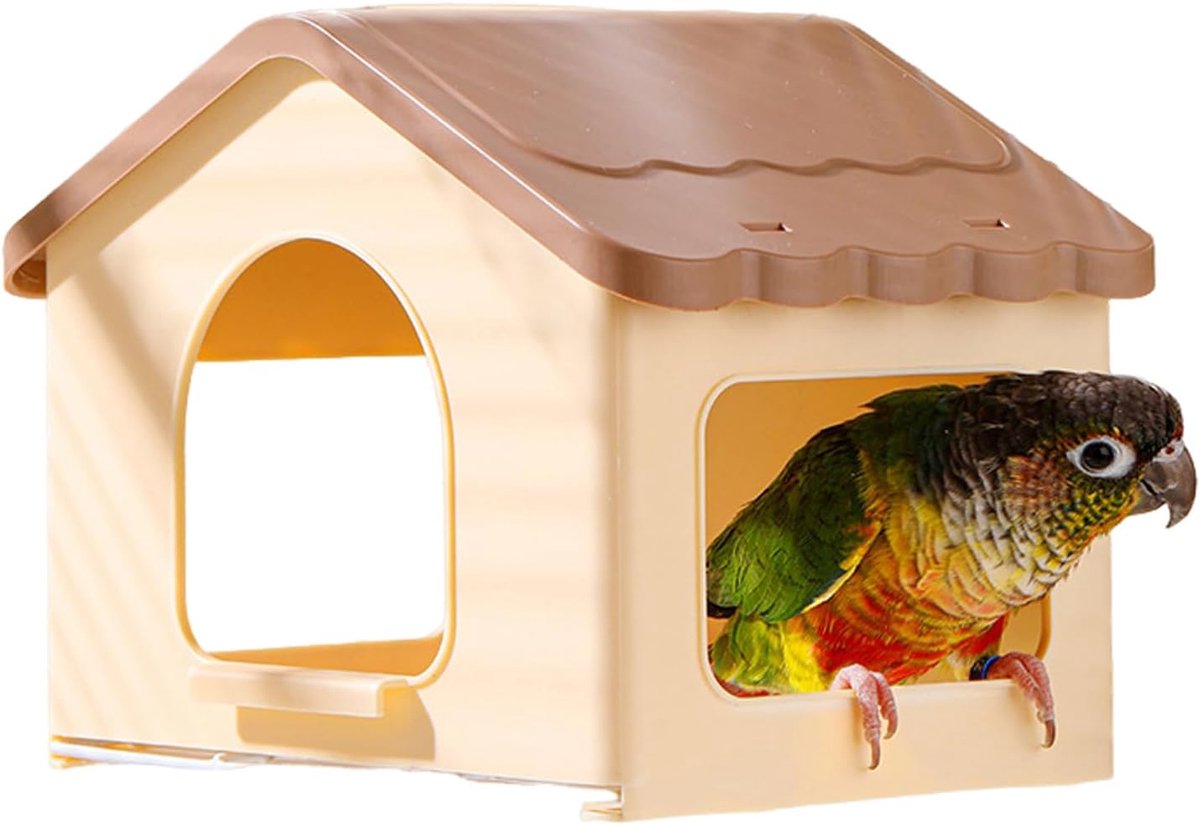 Vogelnestje Voor Kooi - Vogelhuisje Nest - Broeden Slapen Spelen - Driezijdige Opening Bodem - 18 x 13.5 cm
