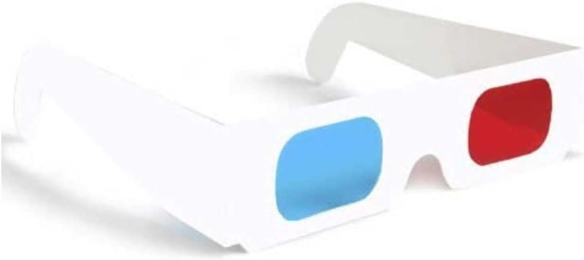 3D Brillen Set - Anaglyph Cyaan Rood - Film en Games - Papieren Kartonnen Frame - Wit