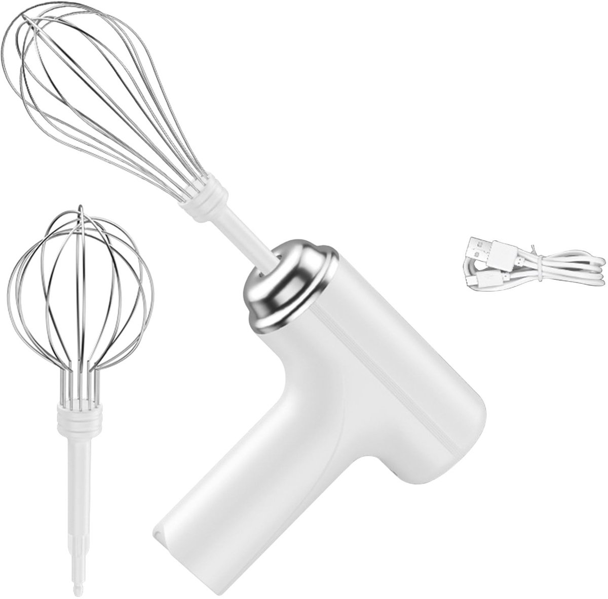 Elektrische handmixer met drie snelheden, Geschikt voorzien van twee afneembare roestvrijstalen gardes, lichtgewicht keukenmixer Geschikt voor bakken, cakes, crèmes en deeg - wit (185W).