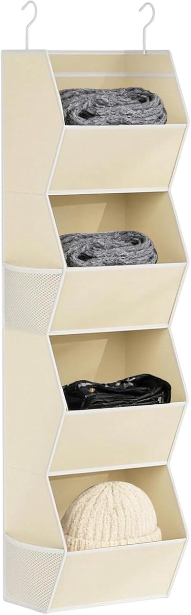 Kast Organizer - Opbergsysteem Hangend - Ruimte Besparen - 4 Lagen Structuur - 9x28x9cm - Beige