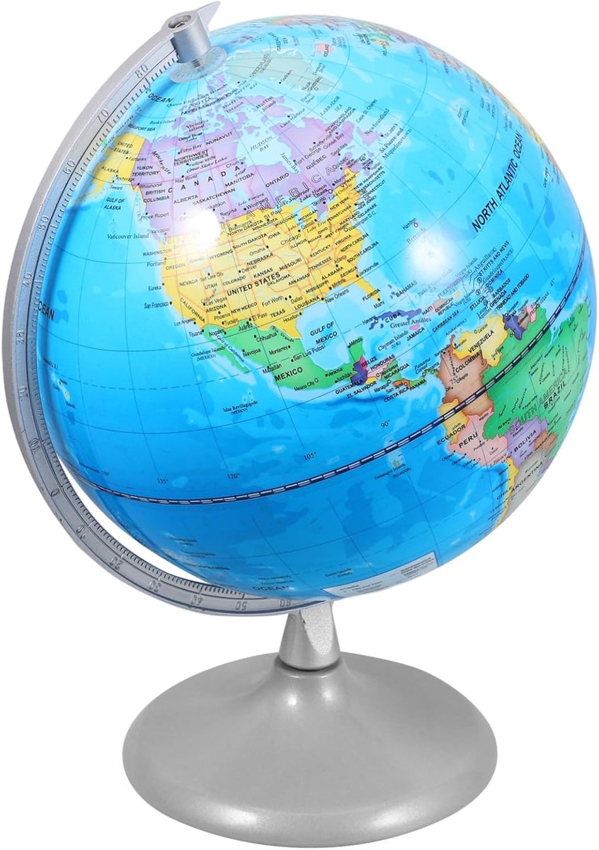 Draaibare Wereldbol - Educatieve Aardbol - Klaslokaal Decoratie - Duidelijke Geografische Kaart - 30 x 23 x 20 cm - Blauw