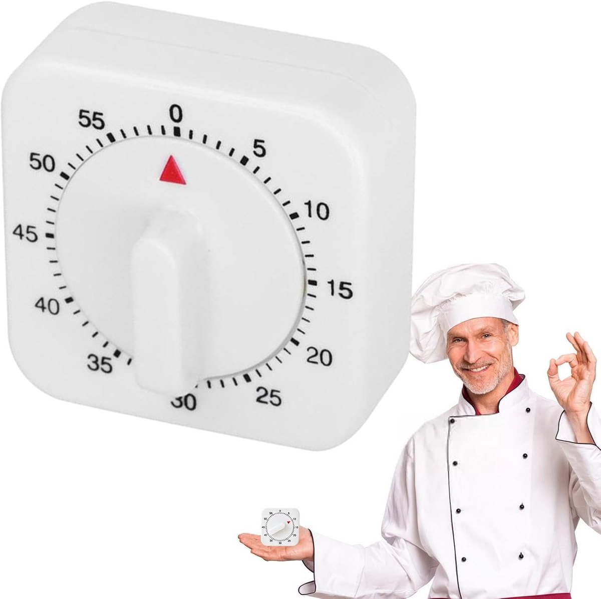 Kookwekker Mechanisch - Keuken Timer - Bakken Koken - Tot 60 Minuten - 60x60x35mm