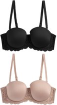 Next - Dames - Verpakking van 2 strapless multiway beha's met lichte vulling in cupmaten A-E - Zwart