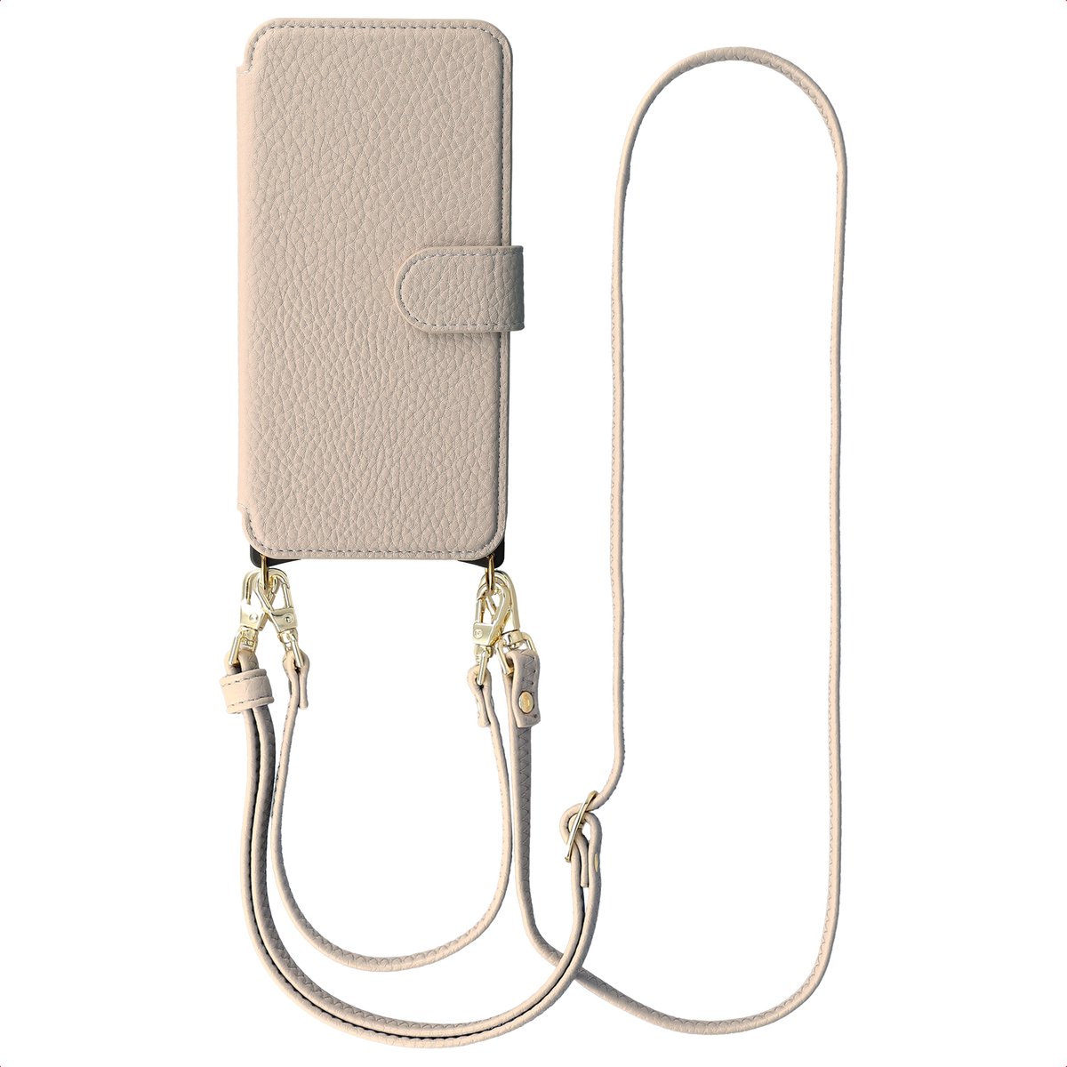 Selencia Hoesje - Geschikt voor Samsung Galaxy A57 (5G) - Bookcase met Magnetische Ring en Koord - Beige