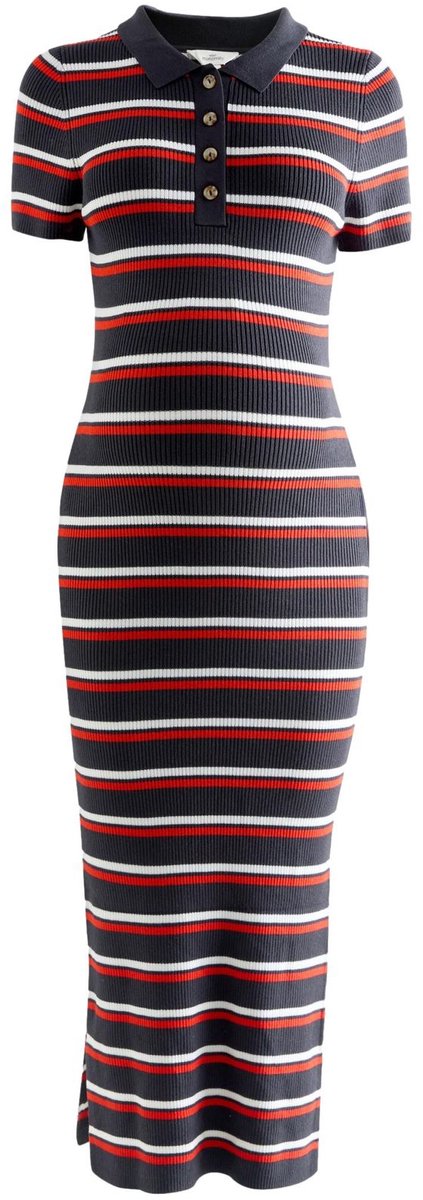 Next Dames - rood gestreept - Maternity Collared Knit Dress - Blauw Navy Blue/Red Stripe
