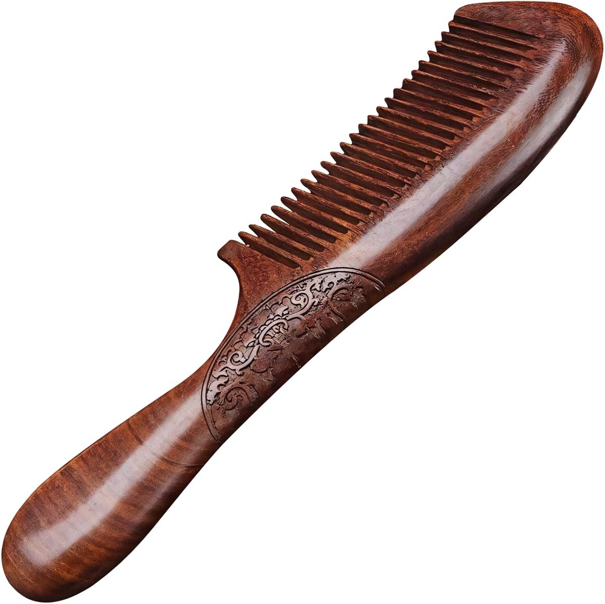 Houten Haarkam - Brede Tand - Haarverzorging - Hoofdhuid Massage - 19.5 cm - Bruin