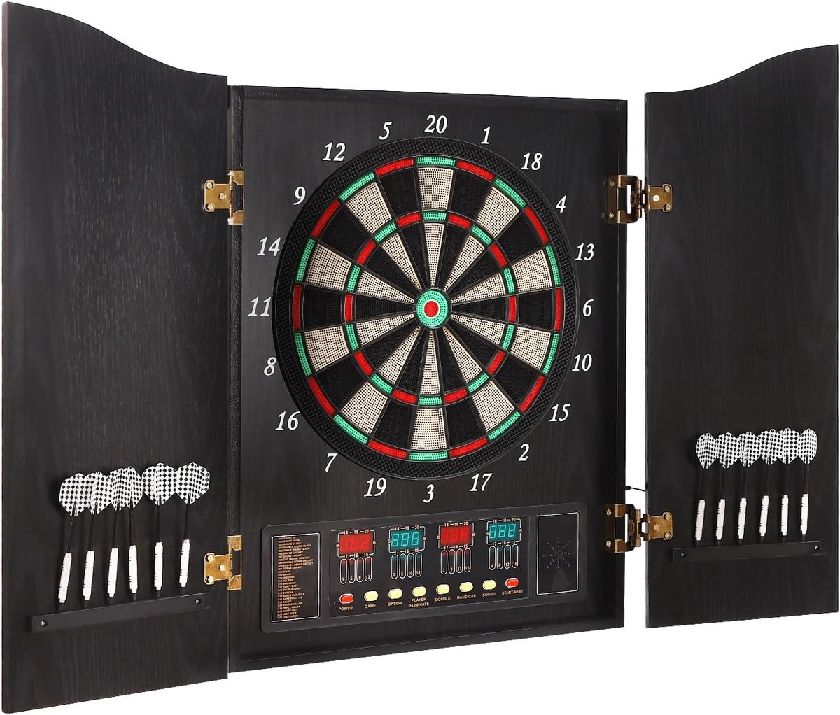 Elektronisch Dartbord - Dartspel Kast - Binnen Spelen - 27 Spellen 243 Varianten - 102x62cm Uitgeklapt - Zwart