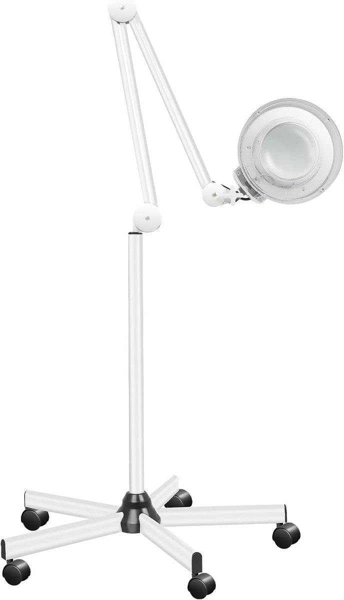Vergrootglas Lamp - Werklamp Met Vergrootglas - Gedetailleerd Werk - 5 Dioptrie Vergroting - 80 cm Hoogte - Wit