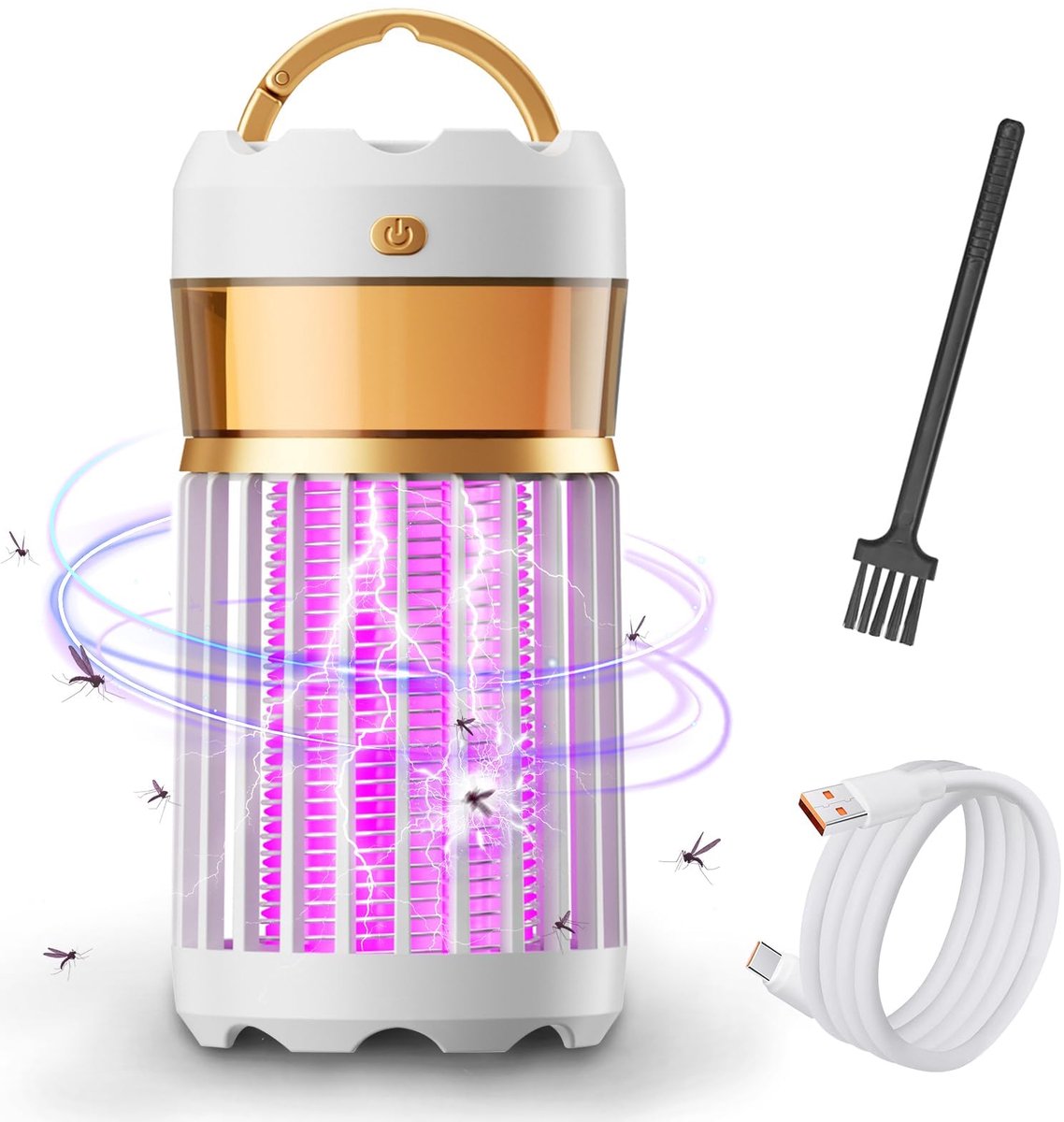 Insectenvernieter - Elektrische Muggenlamp met LED - 1 Stuk - USB Oplaadbaar en Draagbaar - Voor Camping en Binnengebruik - Wit
