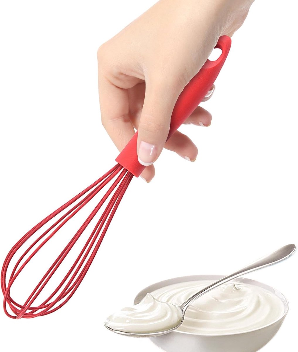 Siliconen Garde - Keuken Klopper - Eieren Mixen - Hittebestendig Materiaal - 27cm Lengte - Rood