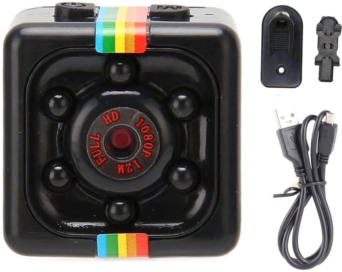Mini-actiecamera met 1080p-resolutie, bewakingscamera met nachtzicht en 140° groothoeklens, geschikt voor baby's en huisdieren.
