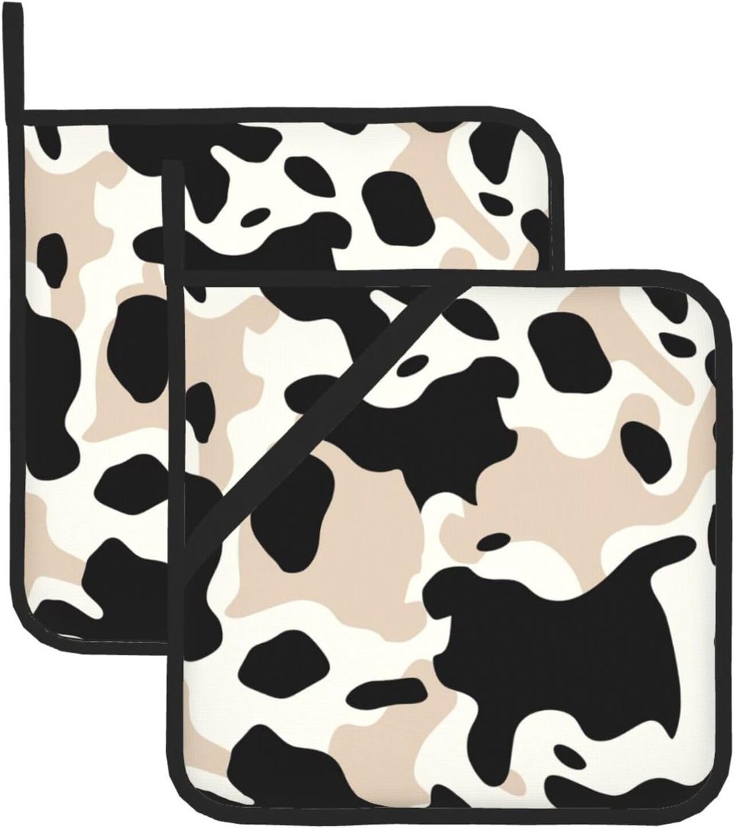 Pannenlappen Set - Hittebestendig - Keuken Bakken - Antislip Ontwerp - 2 Stuks - Zwart