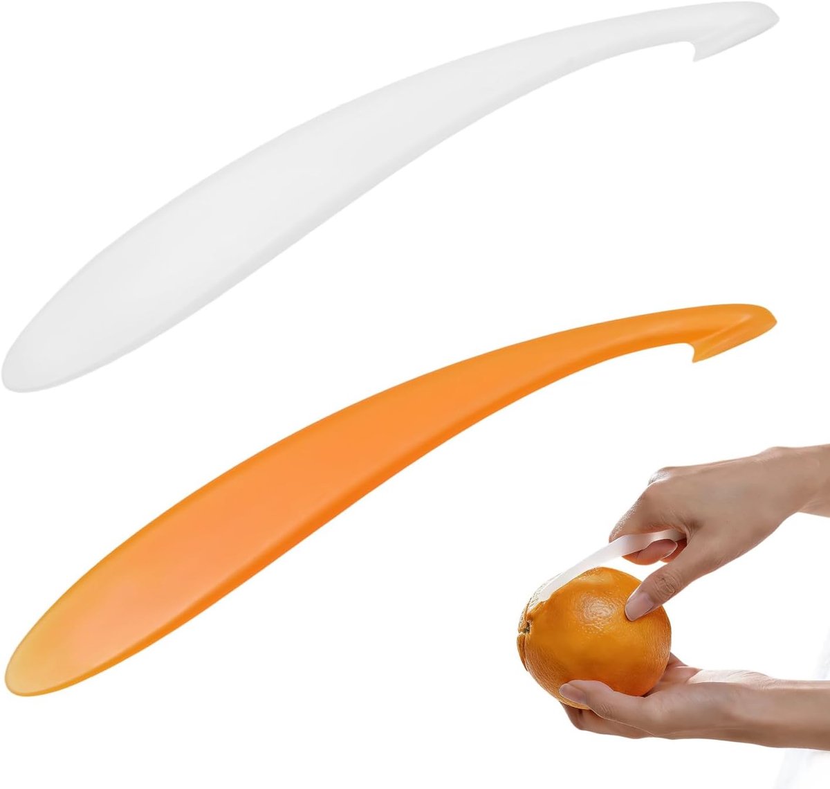 Citrus Schillen Set - Keukengerei Gadgets - Moeiteloos Schillen - Beschermt Vingernagels - 15 cm Lengte - Oranje Wit
