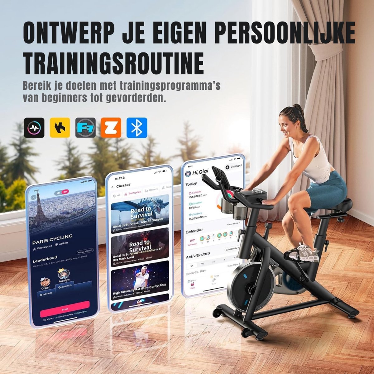 SVN Hometrainer Fiets Zwart - Compact Thuisgebruik - afbeelding 3