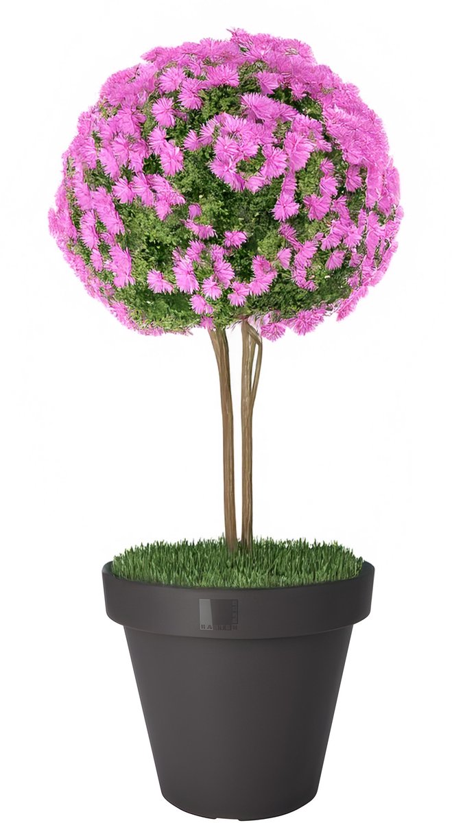 Pro Garden Bloempot - antraciet - rond - D40 cm - kunststof - plantenpot - tuin buiten