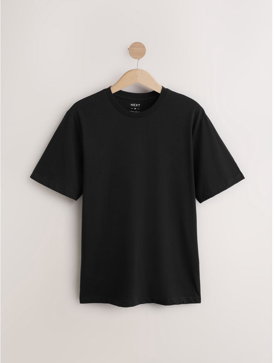 Next - Heren - Onmisbaar katoenen T-shirt met ronde hals en standaard pasvorm - Zwart