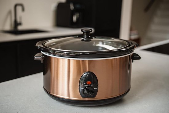 SVN® Slowcooker met Timer - Crockpot - Stoompan - Uitneembare Binnenpan - Koper- 34cm x 44cm x 25cm