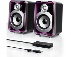 PC Luidsprekers - Stereo Boxen - Desktop Gaming - Bluetooth Connectie - 9.5 x 9 x 14 cm - Zwart