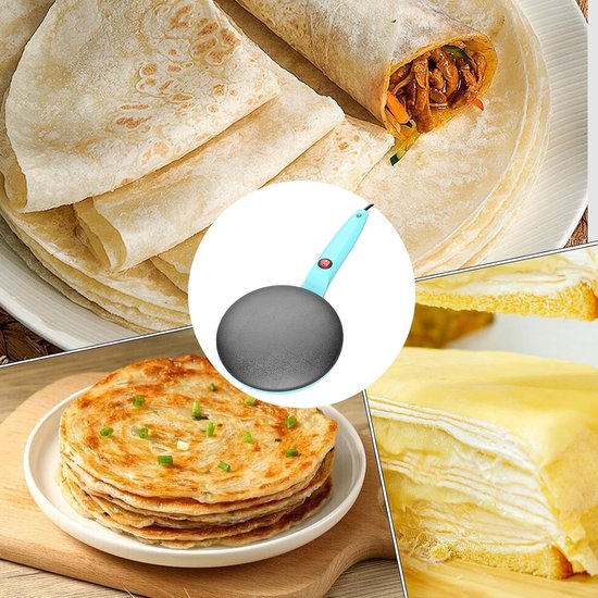 Pannenkoekenpan - Crêpemaker - Snelle Pannenkoeken - Automatische Temperatuur - 22cm Diameter - Blauw — afbeelding 4