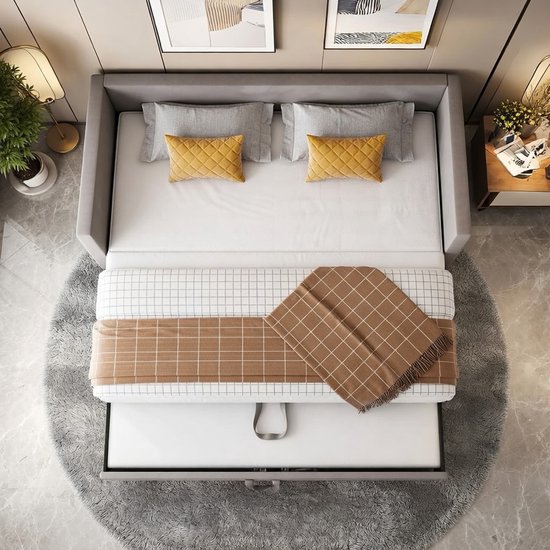 Luna Luxe Uitschuifbare Slaapbank 90/180x200 cm Donkergrijs Fluweel met Lattenbodem – 2-in-1 Dagbed & Tweepersoonsbed House&Garden
