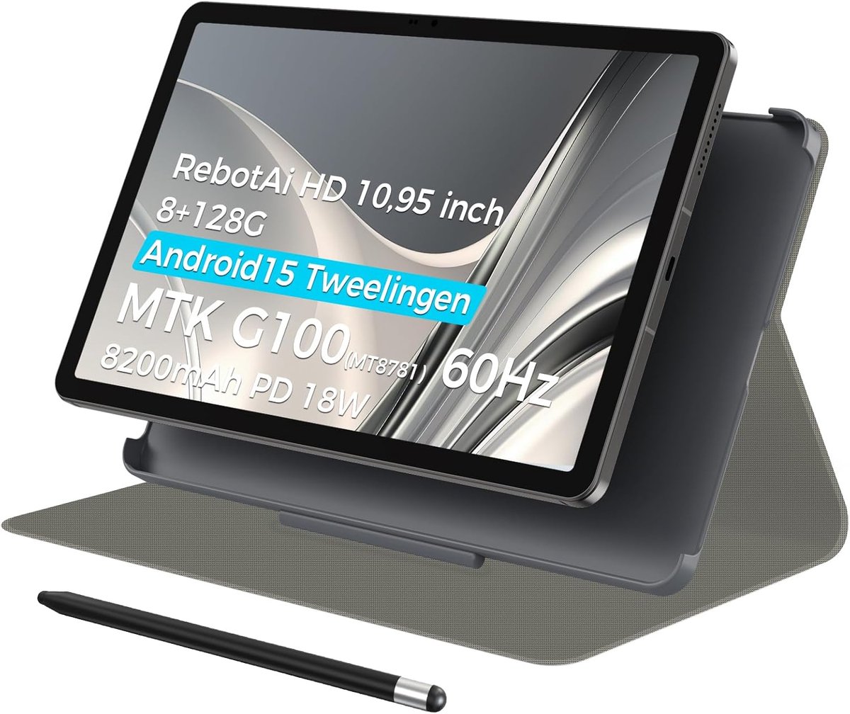 Android Tablet - 11 inch apparaat - Entertainment en werk - Krachtige processor en veel geheugen - 25x15x5 cm - Grijs