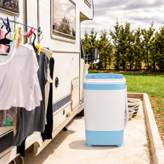 Mini Was Machine - Compacte Wasmachine - Kamperen Reizen - Wassen Centrifugeren - 37x38x66cm - Wit Blauw — afbeelding 5