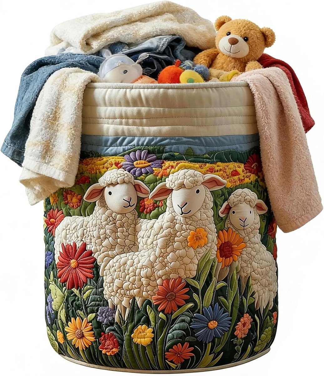 Opvouwbare wasmand - Stoffen opberger - Vuil wasgoed - Stevige handvatten - 71x50 centimeter
