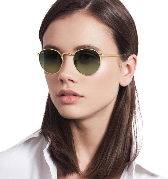 Ray-Ban Rb3447 Ronde Metalen Zonnebril, Goud/Groen Vintage, 53 mm van Ray-Ban — afbeelding 4
