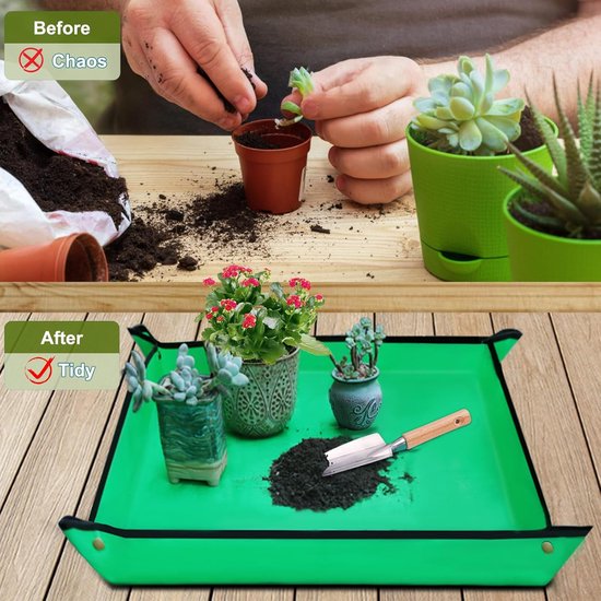 7-Delige Tuingereedschap Set - RVS Tuin Tools met Houten Handvatten - Inclusief Snoeischaar, Handschoenen, Verpotmat en Opbergtas van Merkloos	 — afbeelding 4