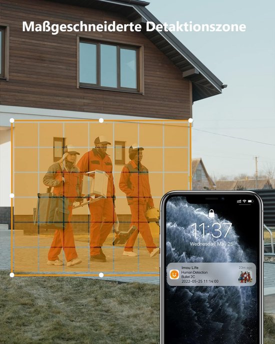 Imou WiFi Buitenbewakingscamera, 2.5K WiFi IP Camera 2.4 GHz Waterdicht met 30m Nachtzicht, AI Bewegingdetectie (Bullet 2C 4MP) — afbeelding 3