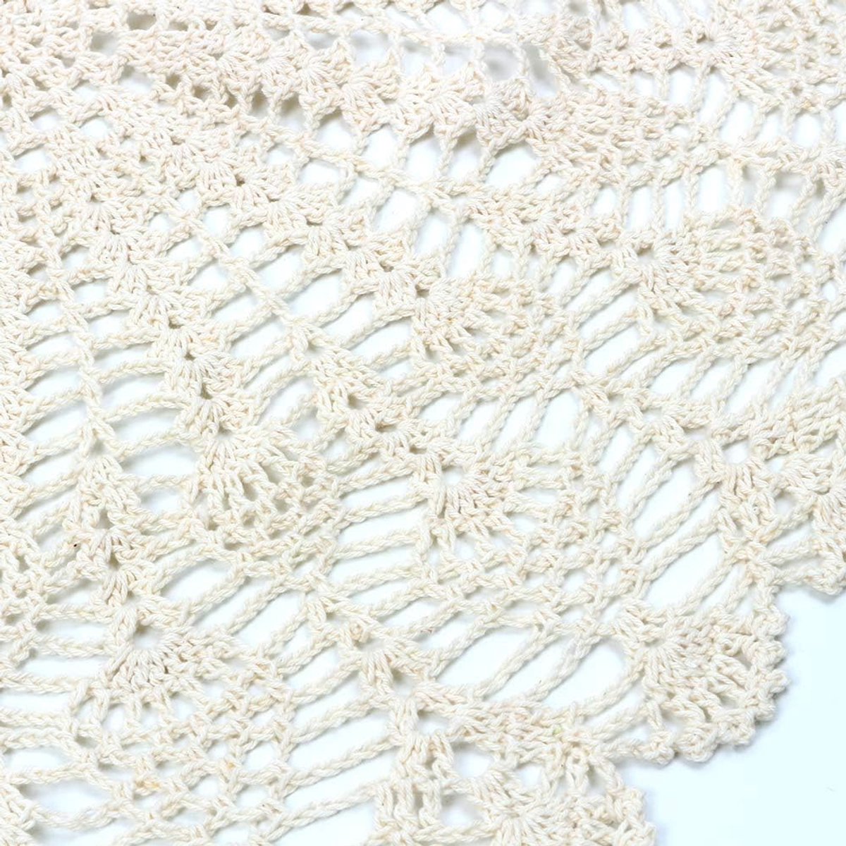 Gehaakt Sierdeken van Katoen met Kant - Tafeldecoratie Beige 53 cm